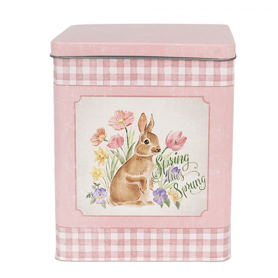 Set scatole in latta con coniglietti rosa e celeste - H.22cm /H.25 cm - Clayre e Eef